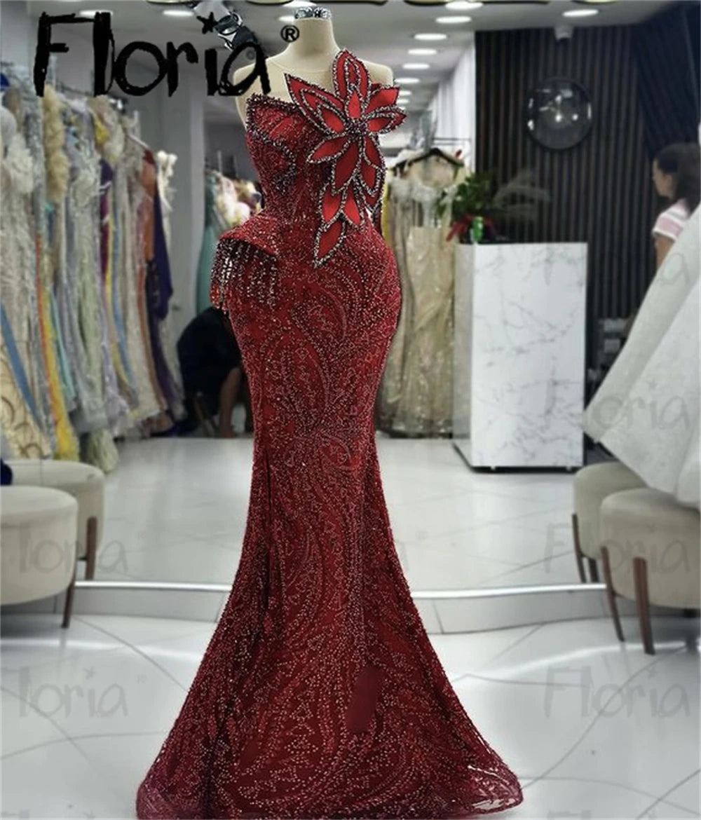 Sparkling Dubai Mermaid Evening Gown – Sleeveless Elegance for Prom, Weddings & Events