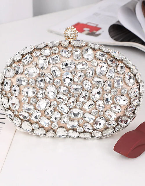 Load image into Gallery viewer, Golden Crystal Diamond Evening Clutch – Luxury Bridal &amp; Party Purse for Weddings and Birthday
