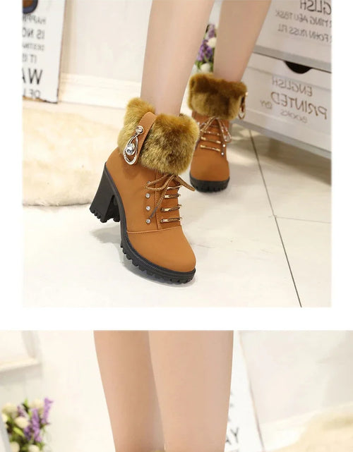 Load image into Gallery viewer, Elegant Suede High-Heel Platform Ankle Boots – Winter Must-Have
