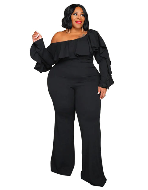 Load image into Gallery viewer, Plus-Size Wide-Leg Jumpsuit – Black Urban Leisure Summer Bodysuit for Women
