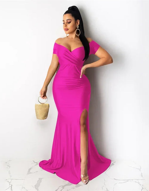 Load image into Gallery viewer, Timeless Elegance: Sexy Off-Shoulder V-Neck Mermaid Evening Dress for Women
