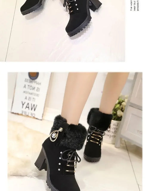 Load image into Gallery viewer, Elegant Suede High-Heel Platform Ankle Boots – Winter Must-Have
