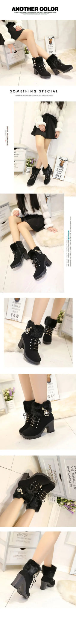 Elegant Suede High-Heel Platform Ankle Boots – Winter Must-Have