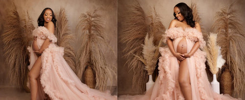 Load image into Gallery viewer, Puffy Ruffles Tulle Maternity Dress for Photoshoots &amp; Baby Showers
