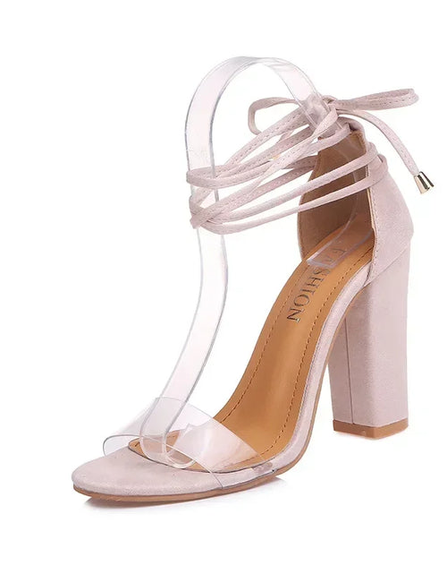 Load image into Gallery viewer, Unleash Your Inner Diva: Sexy Transparent Band Chunky High Heel Sandals
