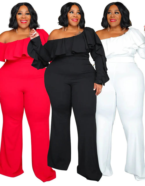 Load image into Gallery viewer, Plus-Size Wide-Leg Jumpsuit – Black Urban Leisure Summer Bodysuit for Women
