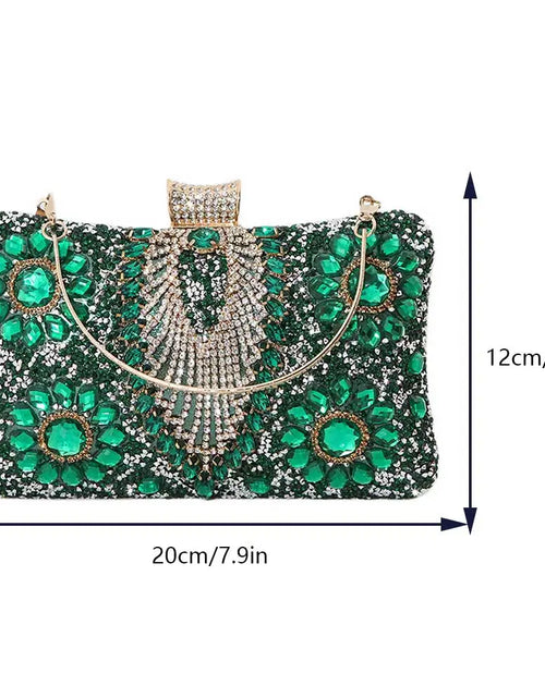 Load image into Gallery viewer, Luxury Rhinestone Glitter Evening Bag – Vintage Tassel Clutch for Weddings &amp; Dinners
