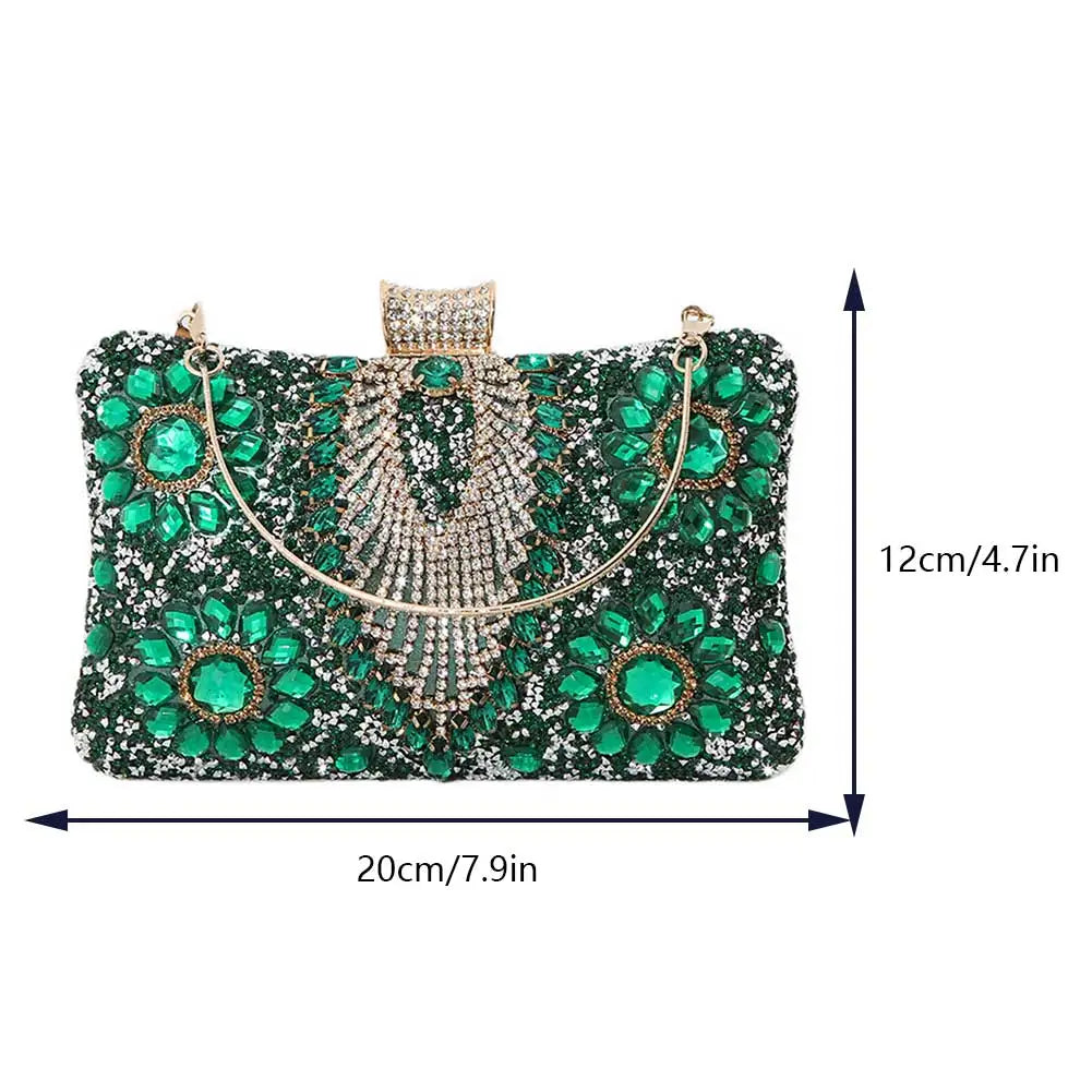 Luxury Rhinestone Glitter Evening Bag – Vintage Tassel Clutch for Weddings & Dinners