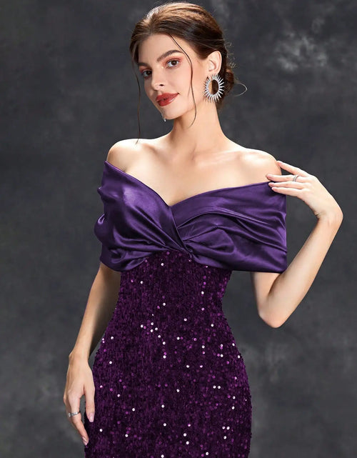 Load image into Gallery viewer, Elegant Velvet Sequin Fishtail Evening Gown – Perfect for Every Occasion
