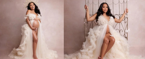 Load image into Gallery viewer, Puffy Ruffles Tulle Maternity Dress for Photoshoots &amp; Baby Showers
