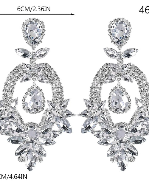 Load image into Gallery viewer, Oversized Rhinestone Statement Earrings – Glamorous Wedding &amp; Party Showstoppers
