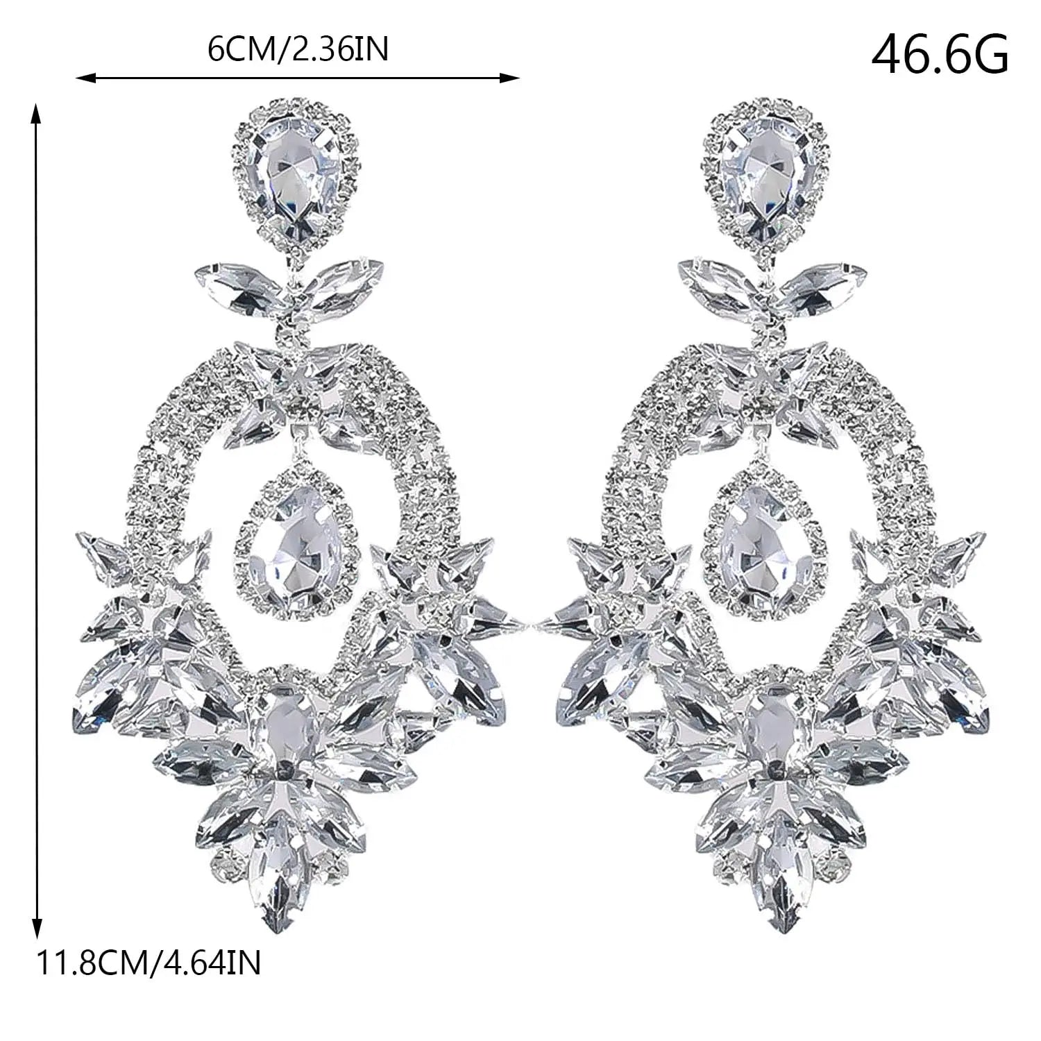 Oversized Rhinestone Statement Earrings – Glamorous Wedding & Party Showstoppers