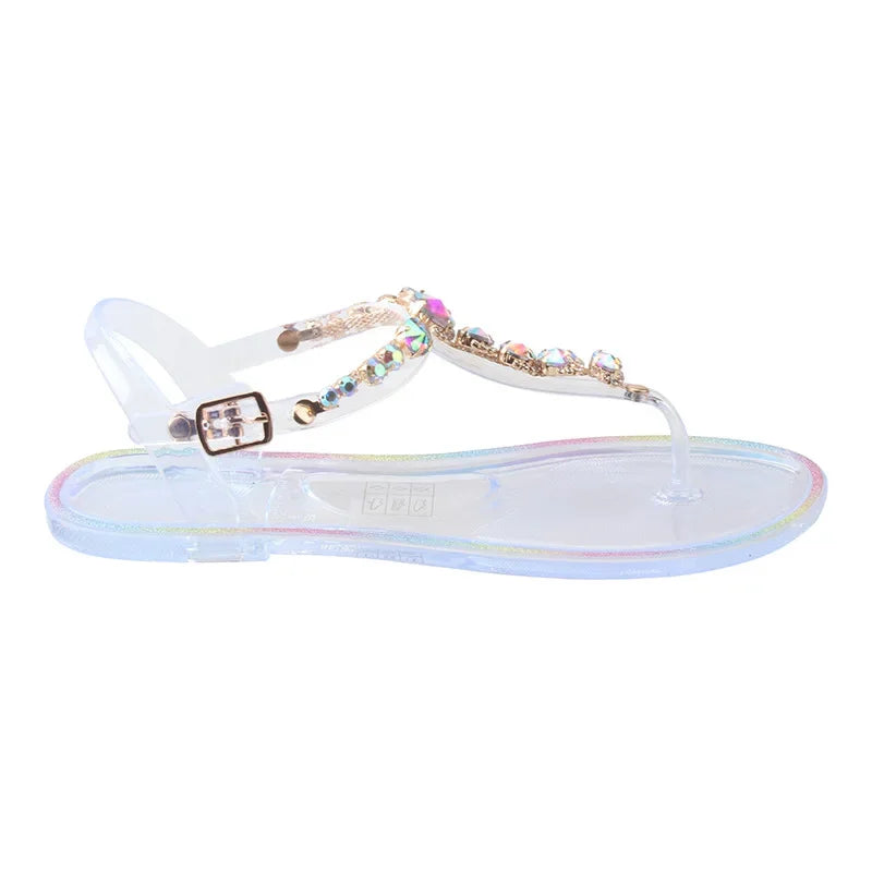 Crystal Clear Comfort: Summer Jelly Sandals with Sparkling Diamond Accents Wholesale