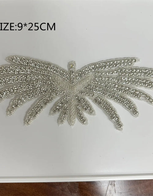 Load image into Gallery viewer, AB Silver Rhinestone Flower Applique – Elegant Iron-On/Sew-On Decoration for Wedding Dresses &amp; Clothes
