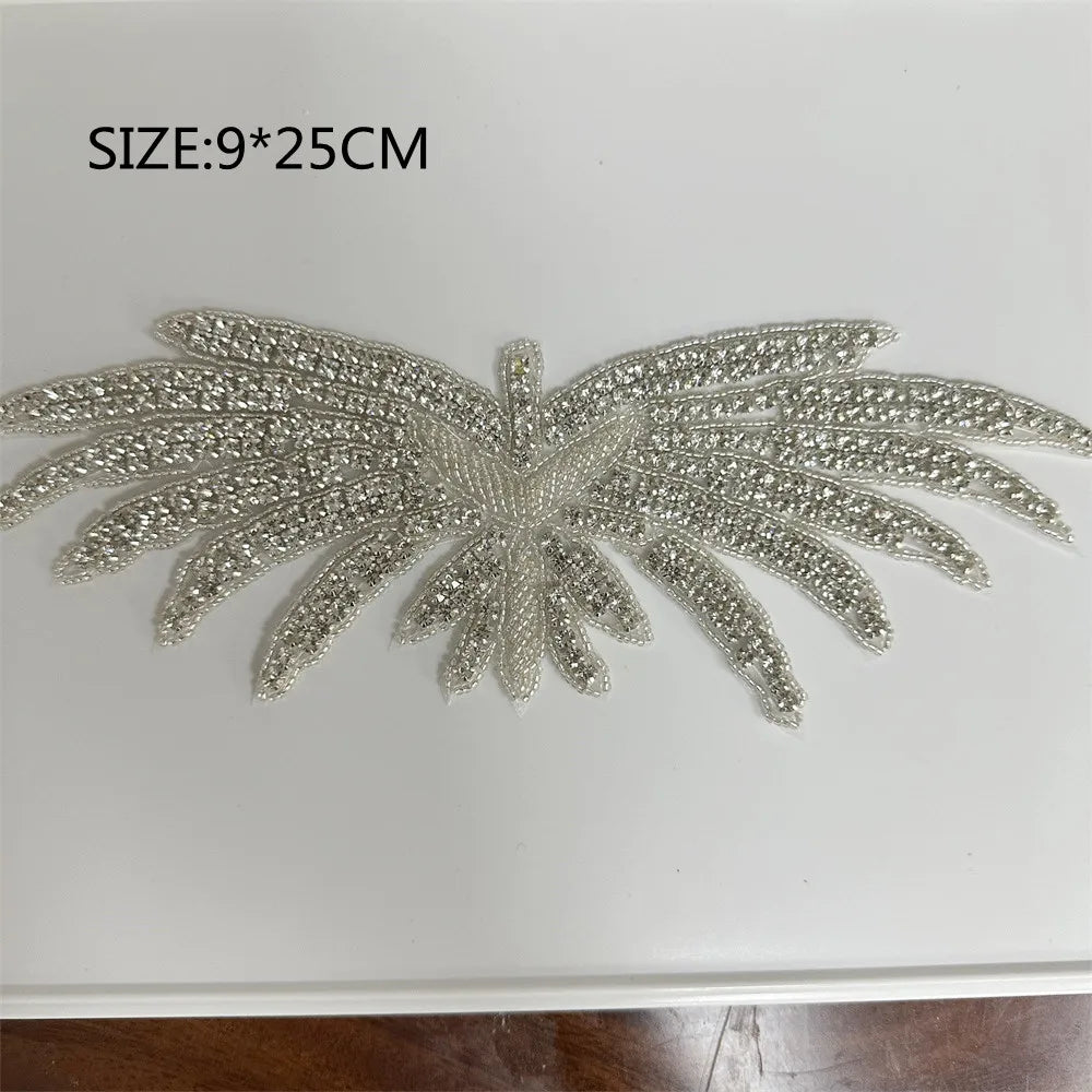 AB Silver Rhinestone Flower Applique – Elegant Iron-On/Sew-On Decoration for Wedding Dresses & Clothes