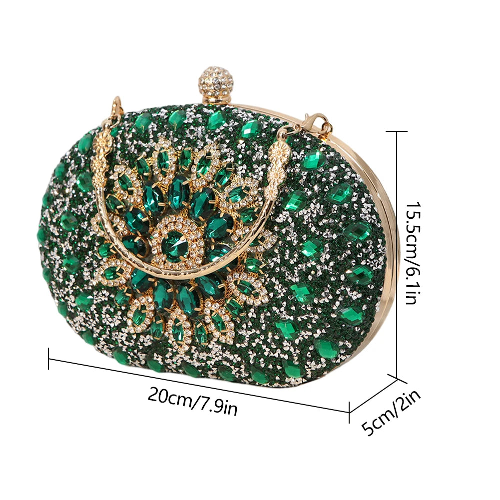 Luxury Rhinestone Glitter Evening Bag – Vintage Tassel Clutch for Weddings & Dinners