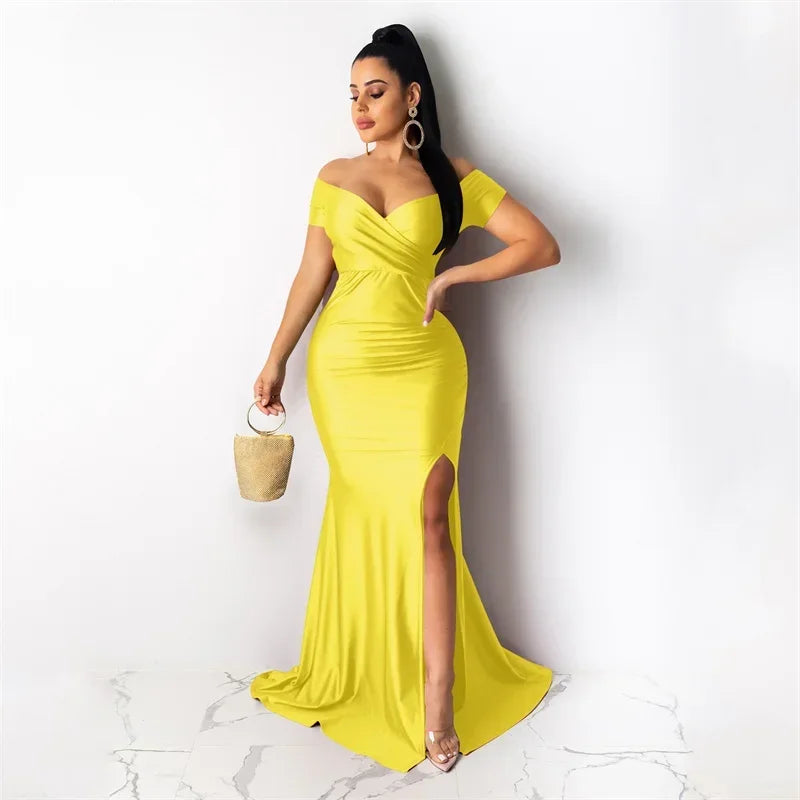 Timeless Elegance: Sexy Off-Shoulder V-Neck Mermaid Evening Dress for Women