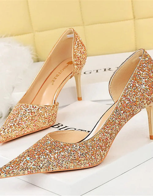 Load image into Gallery viewer, Elegant Sparkly Sequin Stiletto Pumps – Perfect Party Heels
