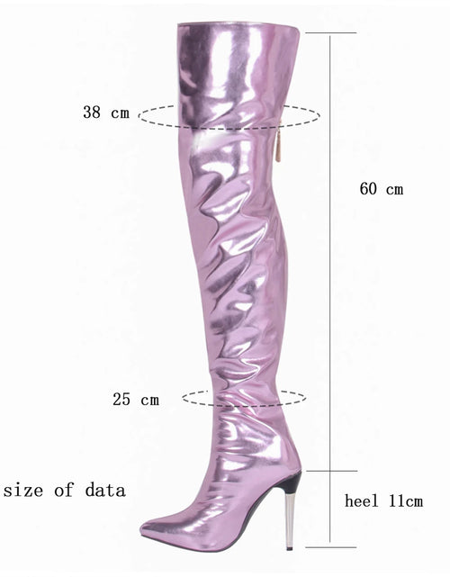 Load image into Gallery viewer, Metallic Seduction: 11CM Stiletto Over-the-Knee Boots for Bold Style
