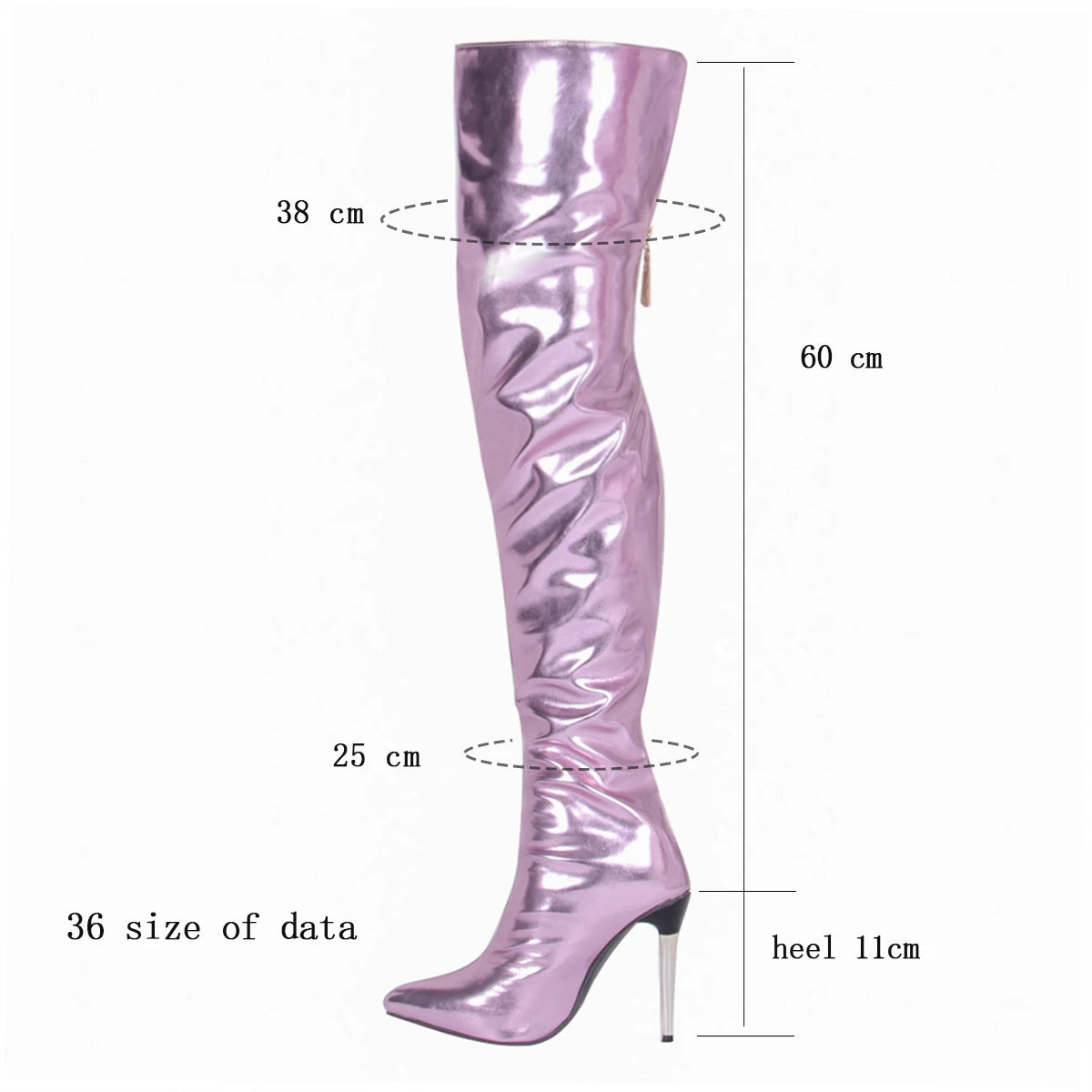 Metallic Seduction: 11CM Stiletto Over-the-Knee Boots for Bold Style