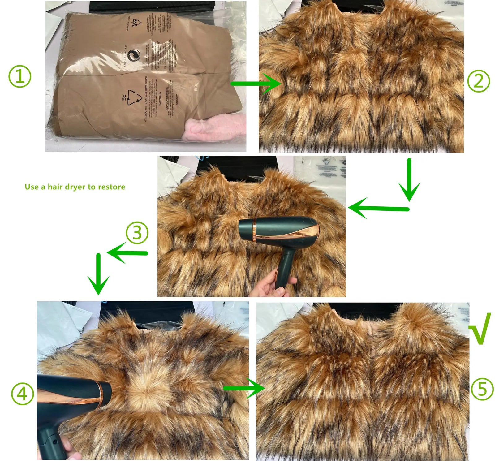 Luxury Faux Fur Coat – Women’s Thick Winter Jacket with Fox & Raccoon Leather Detailing in Brown