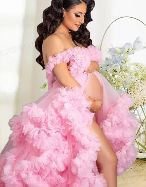 Load image into Gallery viewer, Puffy Ruffles Tulle Maternity Dress for Photoshoots &amp; Baby Showers
