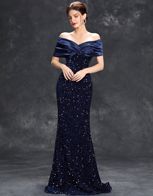 Load image into Gallery viewer, Elegant Velvet Sequin Fishtail Evening Gown – Perfect for Every Occasion
