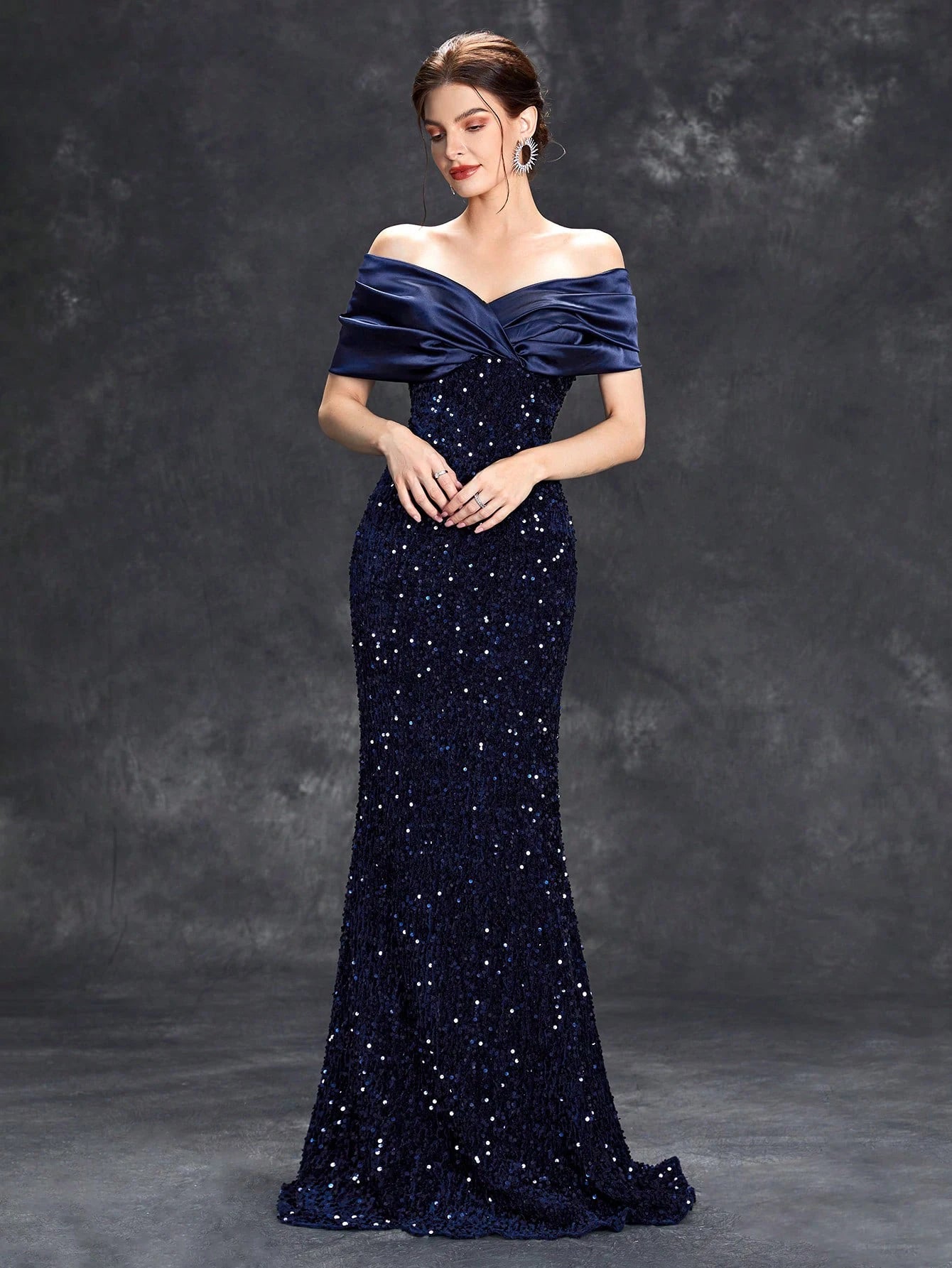 Elegant Velvet Sequin Fishtail Evening Gown – Perfect for Every Occasion