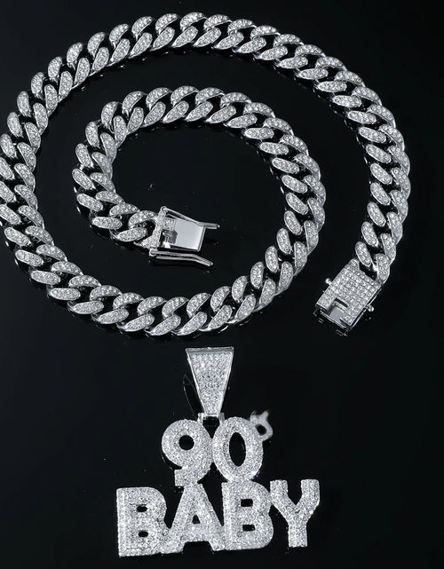 Load image into Gallery viewer, 90’s Baby Bling: Rhinestone Letter Pendant with Miami Link Chain
