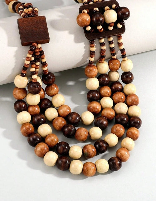 Load image into Gallery viewer, African Ethnic Jewelry Handmade Wooden Bead Beaded Statement Necklace For Women Party Accessories
