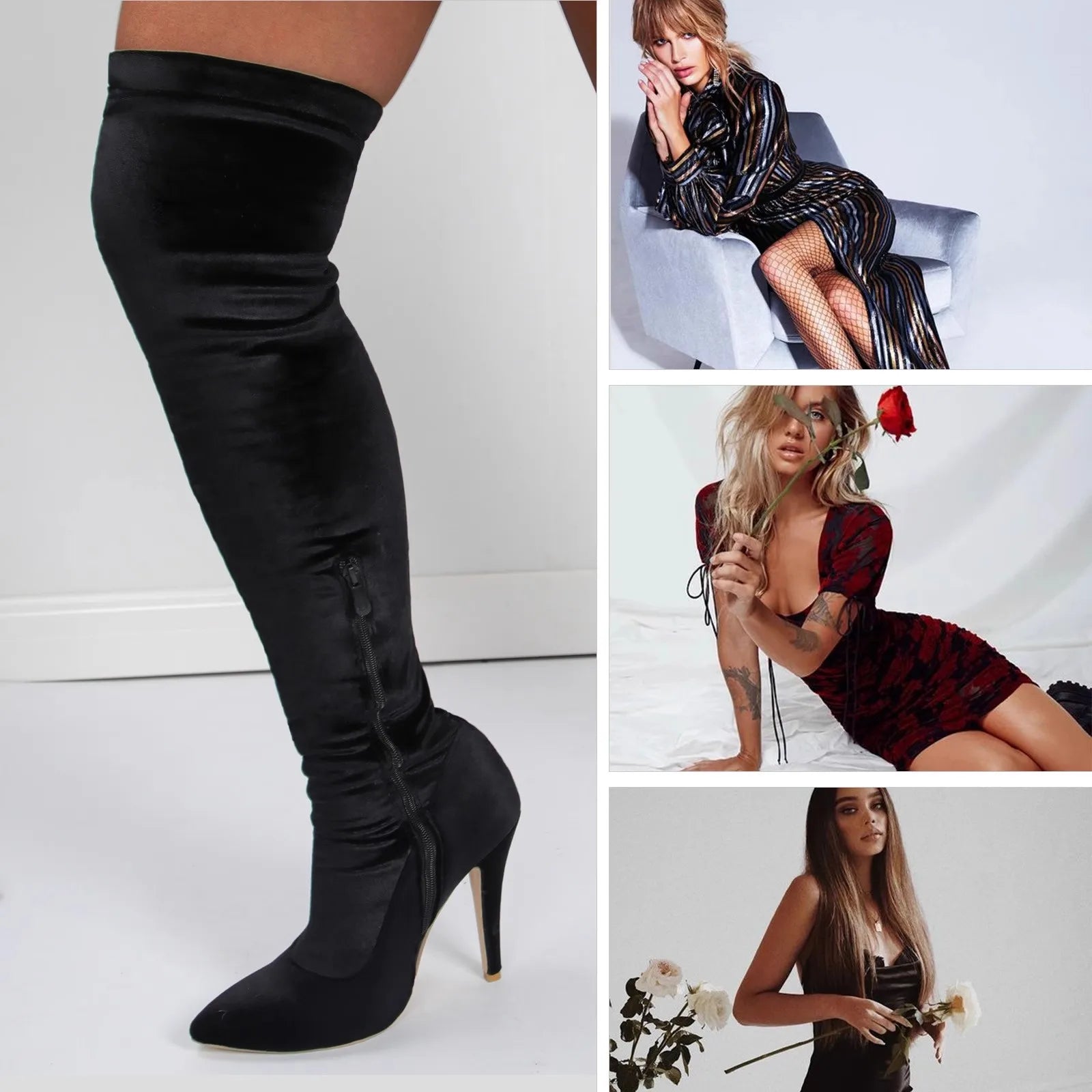 Velvet Elegance: Over-the-Knee Heeled Boots for Sophisticated Glamour