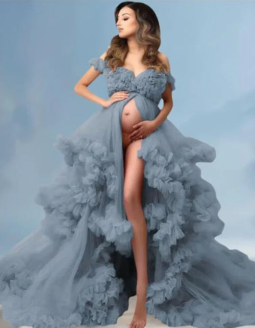 Load image into Gallery viewer, Puffy Ruffles Tulle Maternity Dress for Photoshoots &amp; Baby Showers
