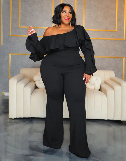 Load image into Gallery viewer, Plus-Size Wide-Leg Jumpsuit – Black Urban Leisure Summer Bodysuit for Women
