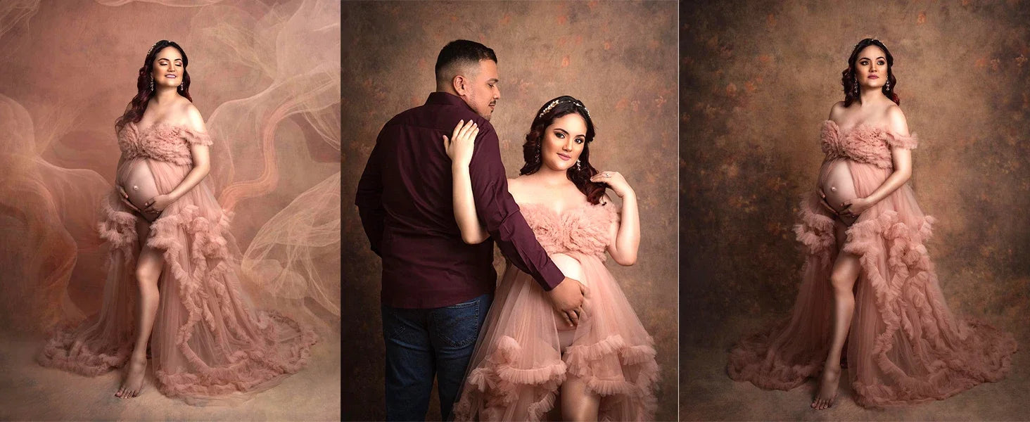 Puffy Ruffles Tulle Maternity Dress for Photoshoots & Baby Showers