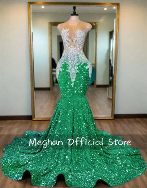 Load image into Gallery viewer, Elegance in Every Detail: Crystal Beaded Long Prom Dress with Sequins and Appliques
