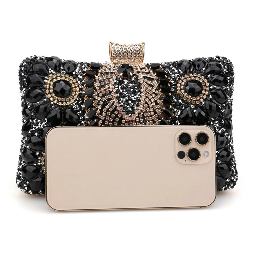 Luxury Rhinestone Glitter Evening Bag – Vintage Tassel Clutch for Weddings & Dinners