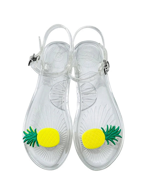 Load image into Gallery viewer, Women Fruit Jelly Sandals PVC Flat Flip-flop Sandal Ladies Summer Outdoor Fashion Non-slip Buckle Strap Beach Shoes Slides
