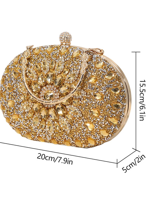 Load image into Gallery viewer, Luxury Rhinestone Glitter Evening Bag – Vintage Tassel Clutch for Weddings &amp; Dinners
