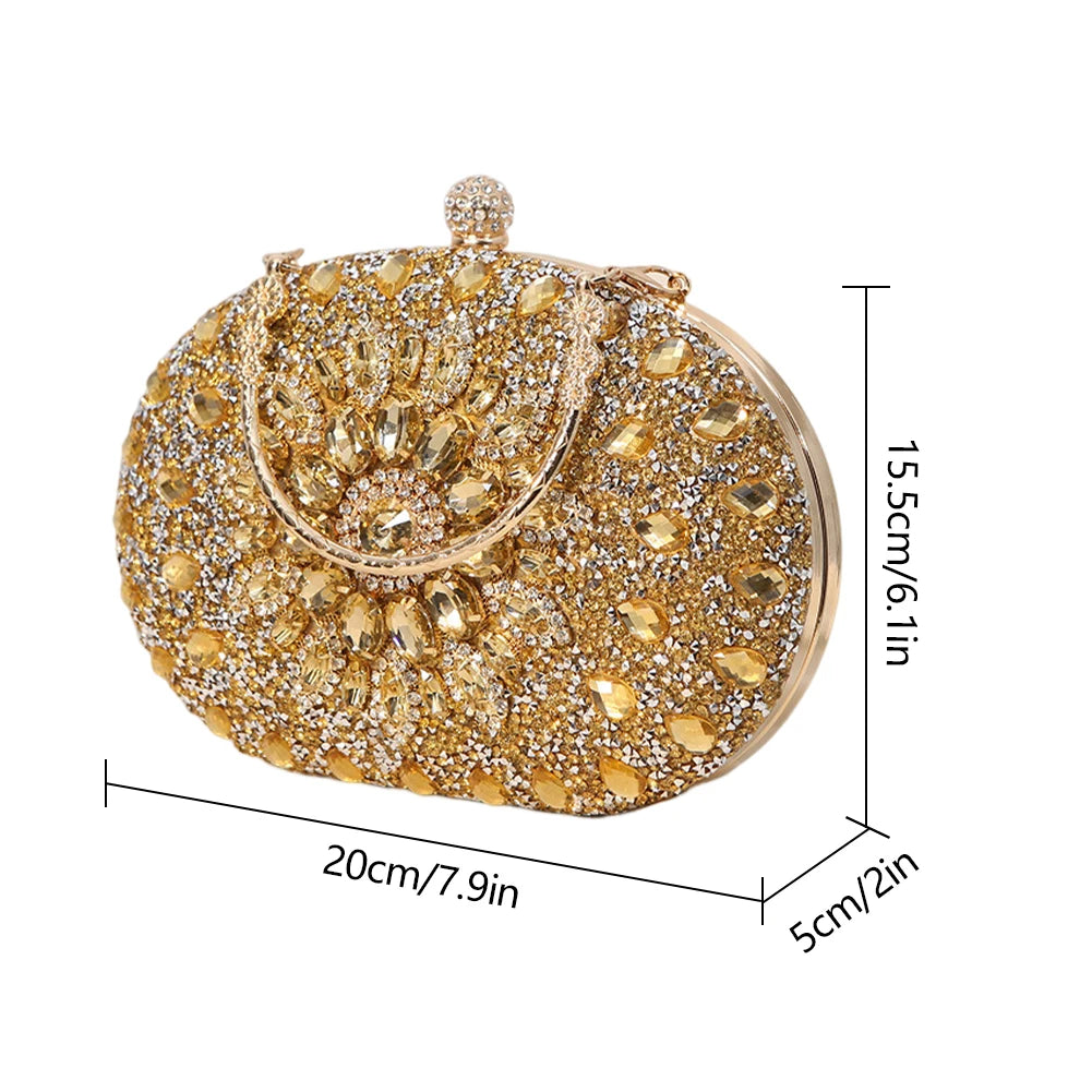 Luxury Rhinestone Glitter Evening Bag – Vintage Tassel Clutch for Weddings & Dinners