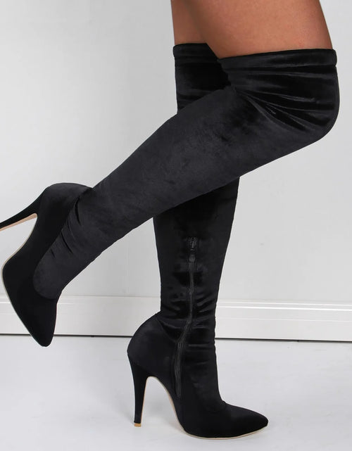 Load image into Gallery viewer, Velvet Elegance: Over-the-Knee Heeled Boots for Sophisticated Glamour
