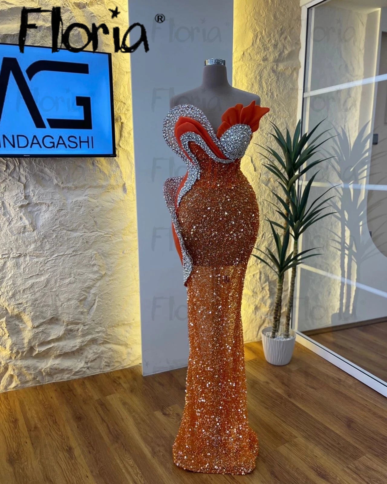 Vibrant Orange Sequin Mermaid Party Dress – Custom Sweetheart Gown for Special Occasions