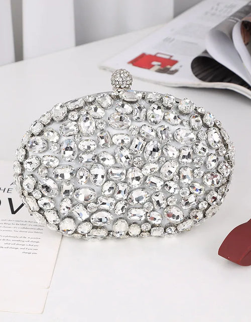 Load image into Gallery viewer, Golden Crystal Diamond Evening Clutch – Luxury Bridal &amp; Party Purse for Weddings and Birthday
