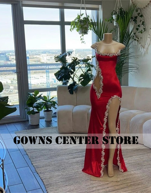 Load image into Gallery viewer, Radiant in Red: Luxury Beaded Mermaid Prom &amp; Birthday Dress
