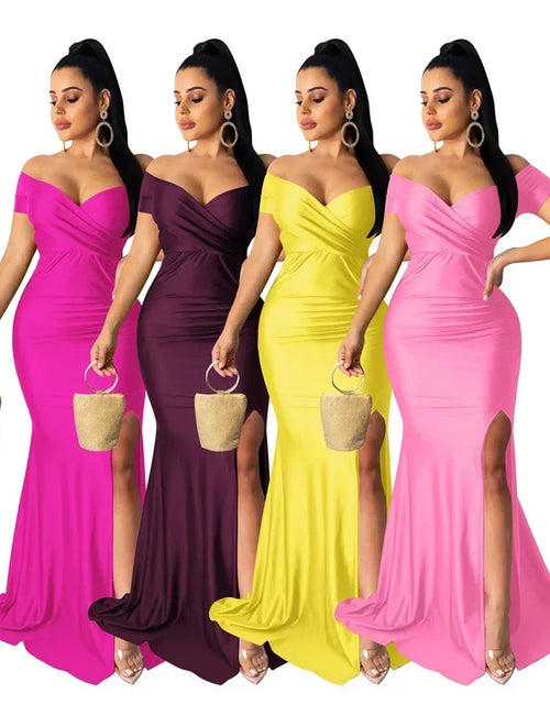 Load image into Gallery viewer, Timeless Elegance: Sexy Off-Shoulder V-Neck Mermaid Evening Dress for Women
