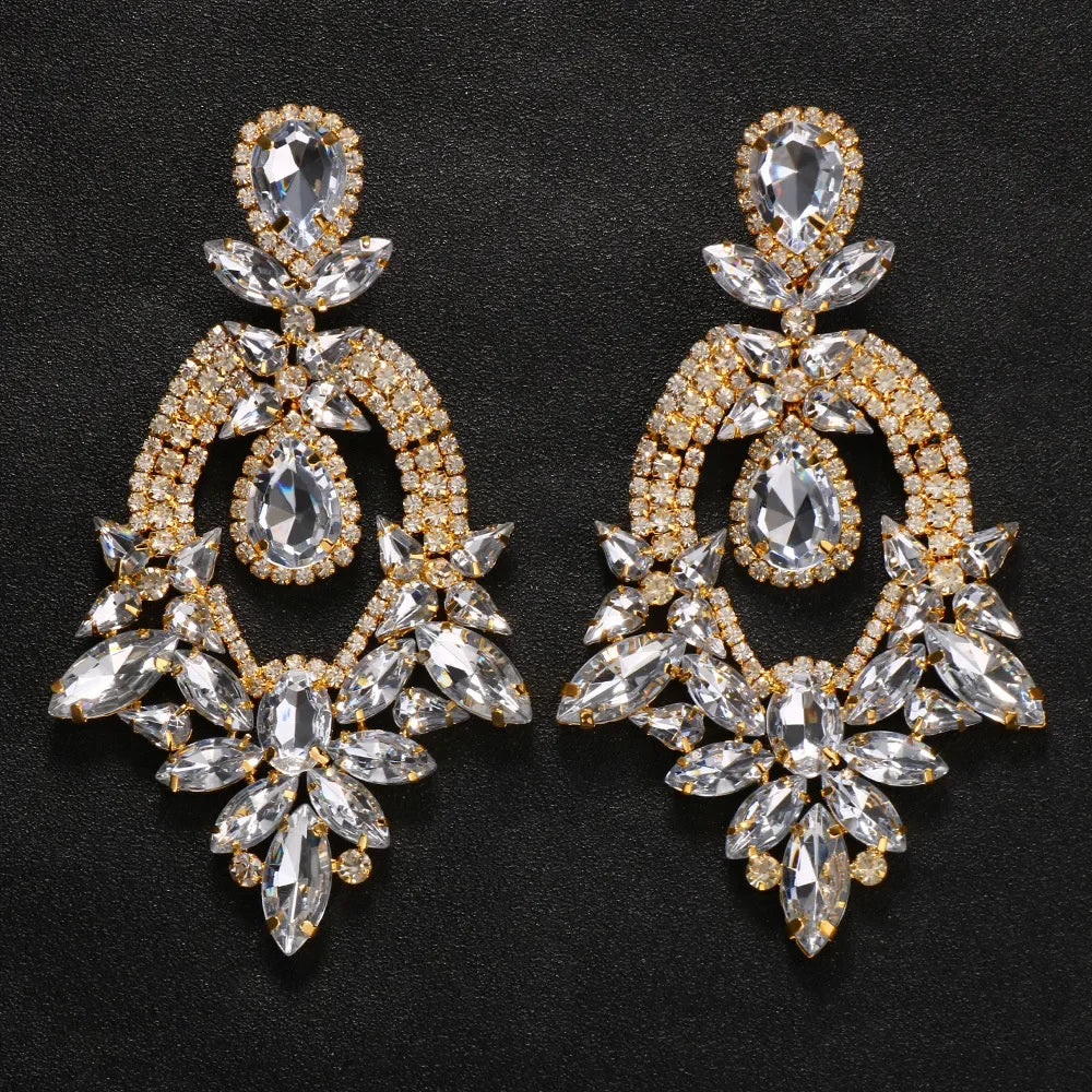 Oversized Rhinestone Statement Earrings – Glamorous Wedding & Party Showstoppers