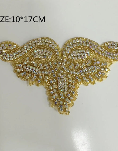 Load image into Gallery viewer, AB Silver Rhinestone Flower Applique – Elegant Iron-On/Sew-On Decoration for Wedding Dresses &amp; Clothes
