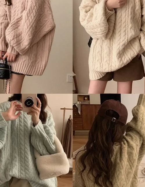 Load image into Gallery viewer, New soft glutinous knitted pullover top with lazy style Korean version loose women&#39;s sweater jacket
