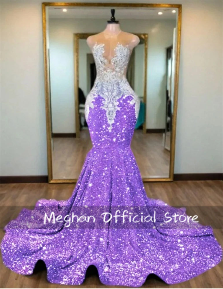 Elegance in Every Detail: Crystal Beaded Long Prom Dress with Sequins and Appliques