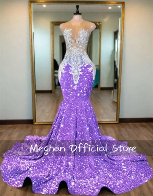 Load image into Gallery viewer, Elegance in Every Detail: Crystal Beaded Long Prom Dress with Sequins and Appliques
