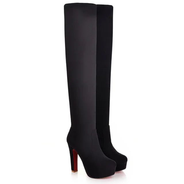 Step into Elegance: Winter Over-The-Knee High-Heel Platform Boots